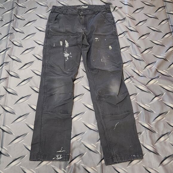 carhartt double knee relaxed fit work pants 33x34 (Fits 32x32) distressed paint - Picture 1 of 5